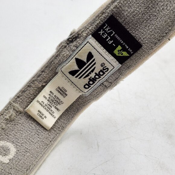 Adidas Vintage Cream Cotton Flex Visor Cap Hat Blue Embroidered Logo LG-XL - Picture 10 of 10